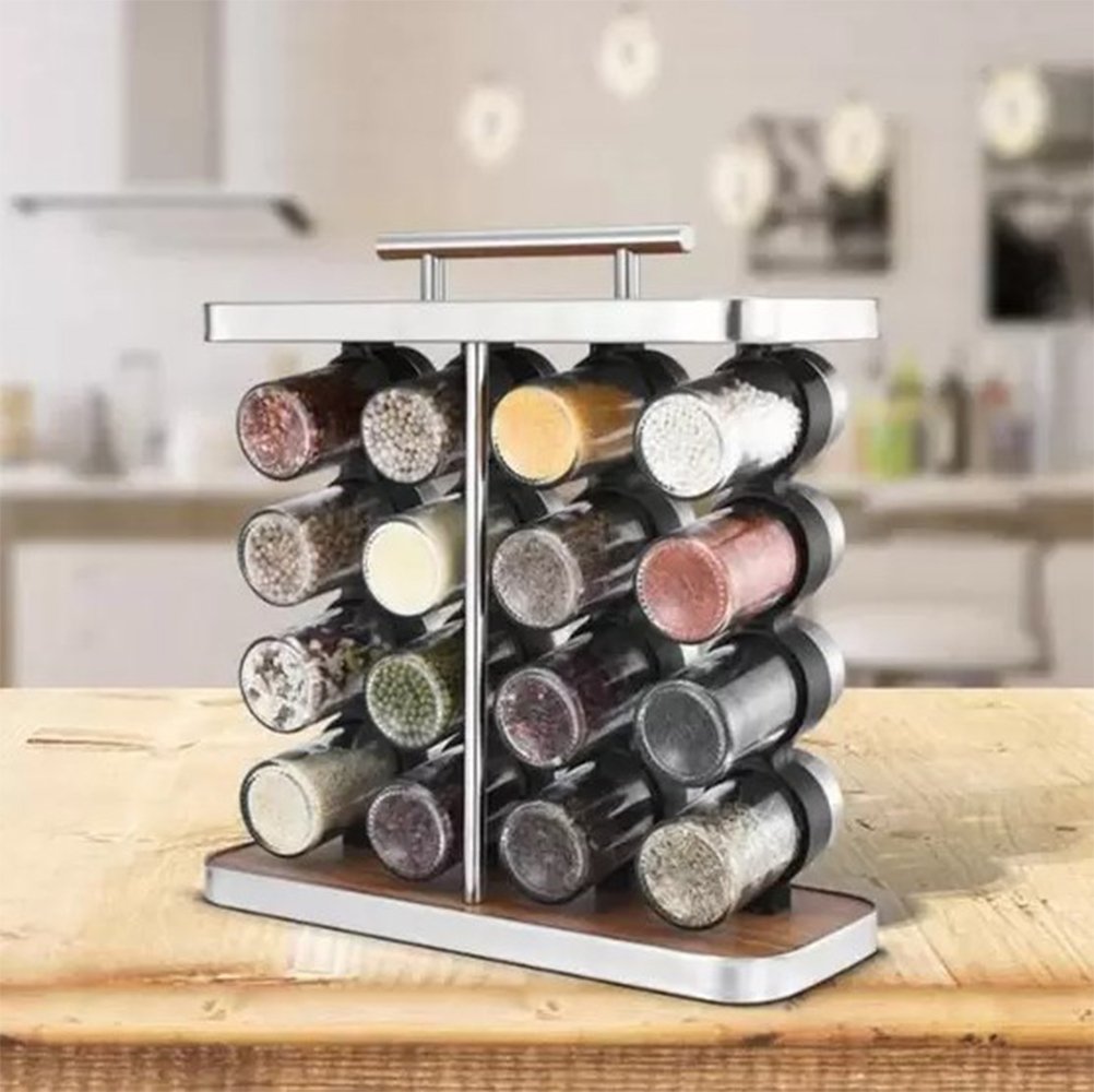 Dolce Home Porta Condimento Em Aço Inox 16 Peças Em Vidro E Inox - Imagem 3